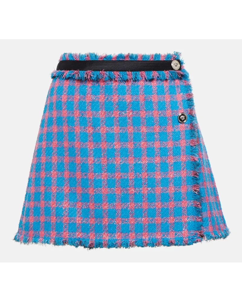 Versace Minirock aus Tweed Blau