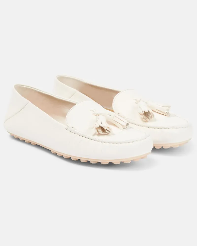 Loro Piana Mokassins Dot Sole aus Leder Weiß