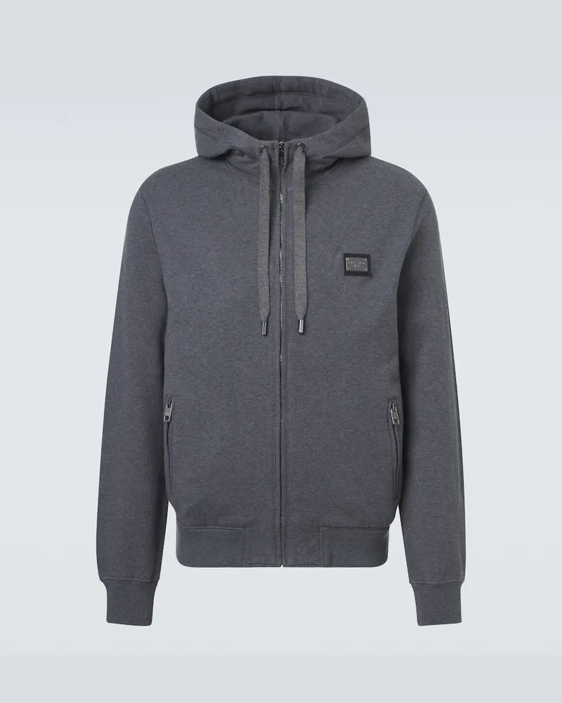 Dolce & Gabbana Kapuzenjacke aus Baumwoll-Jersey Grau
