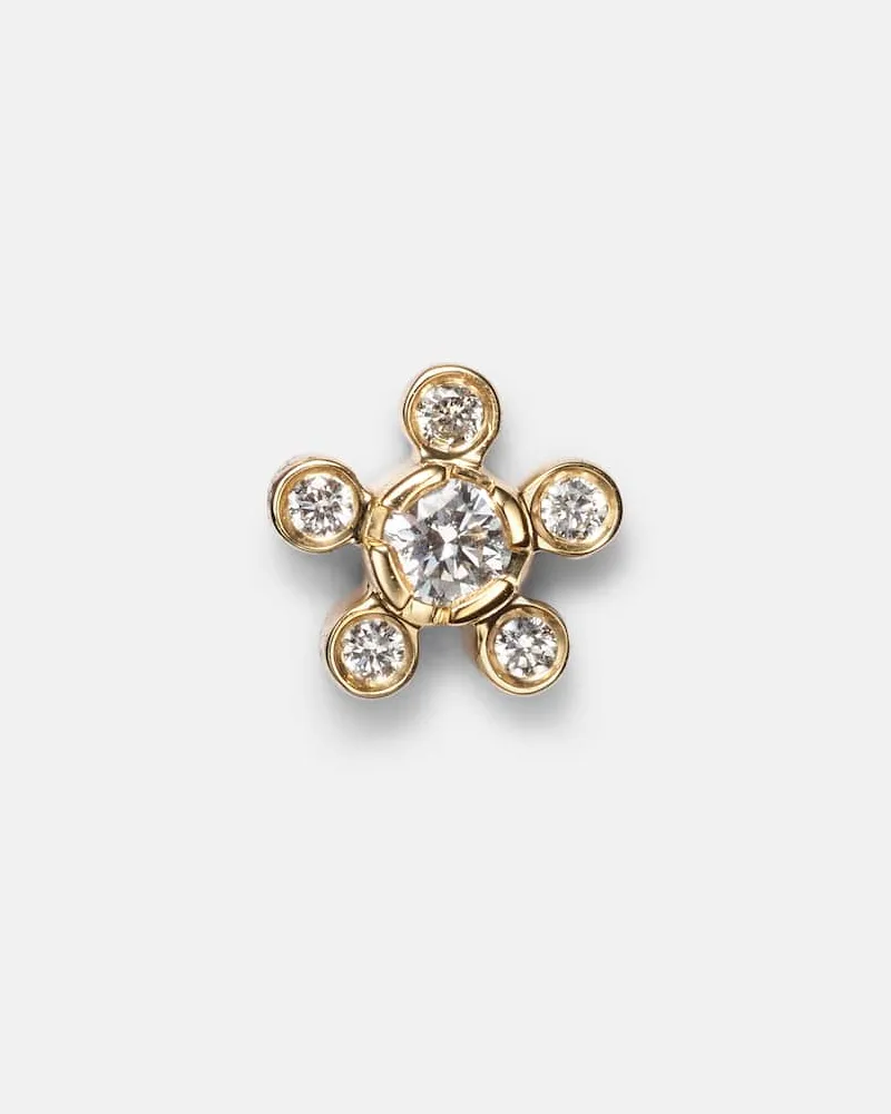 Sophie Bille Brahe Einzelner Ohrring Petit Soleil de Fleur aus 18kt Gelbgold mit Diamanten Gold