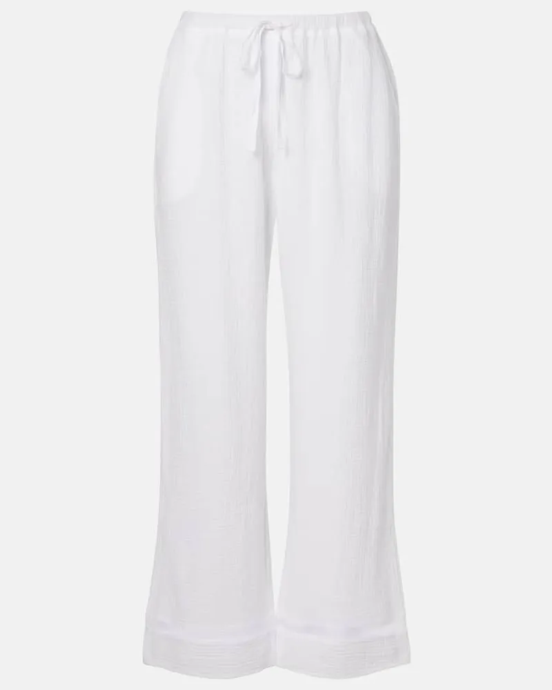 Velvet Weite Hose Calia aus Baumwollmusselin Weiß