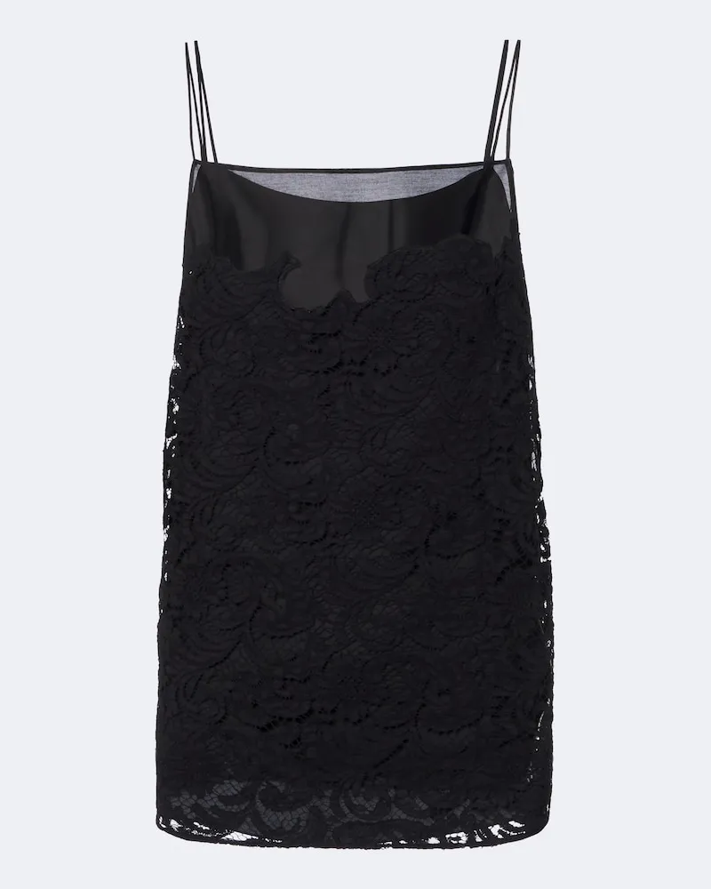 KHAITE Top Neema aus Seiden-Voile mit Spitze Schwarz
