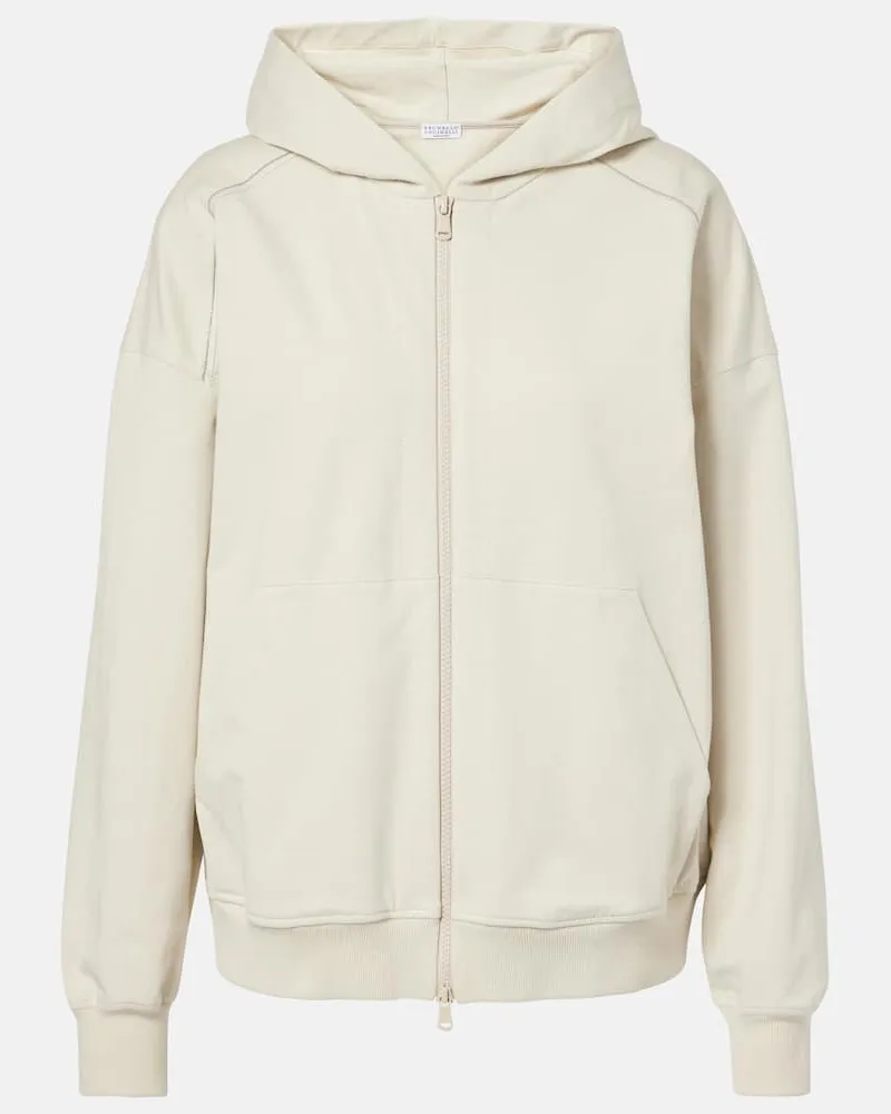 Brunello Cucinelli Kapuzenjacke aus Baumwolle Beige