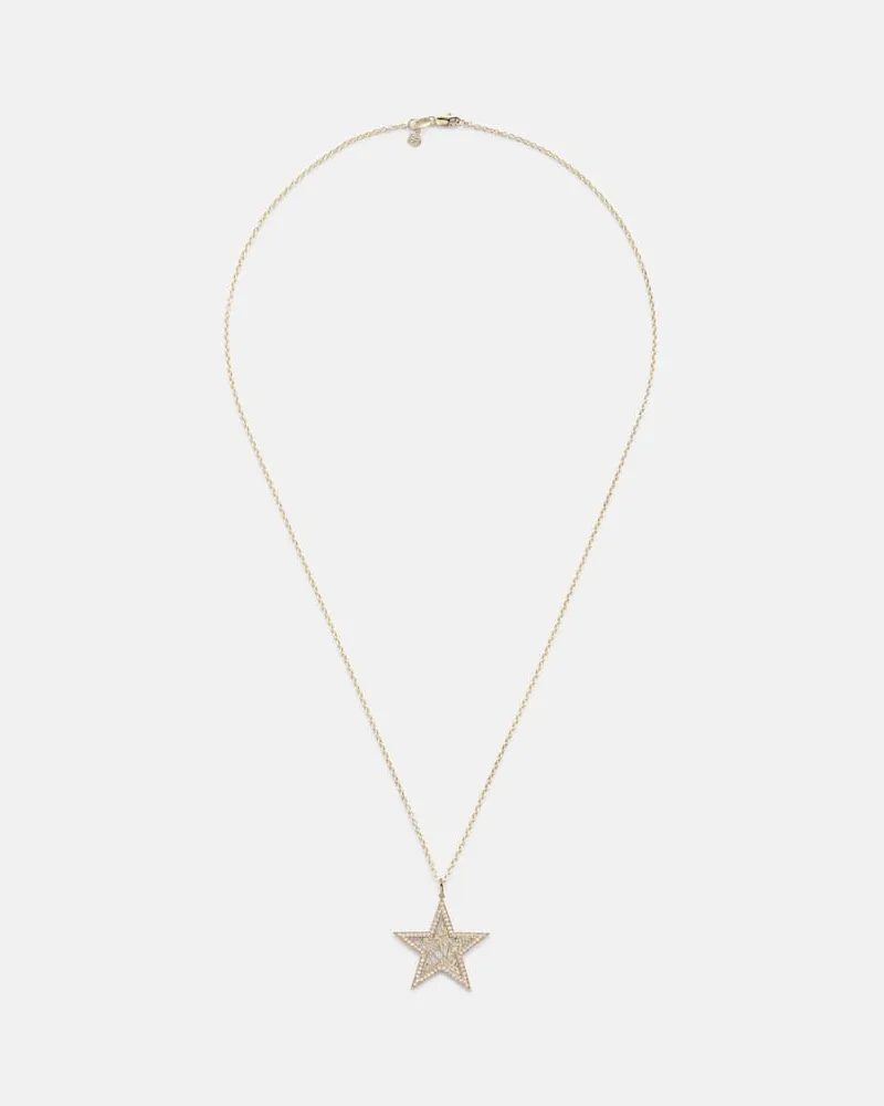 Sydney Evan Halskette Icon Wallpaper Star aus 14kt Gelbgold mit Diamanten Gold