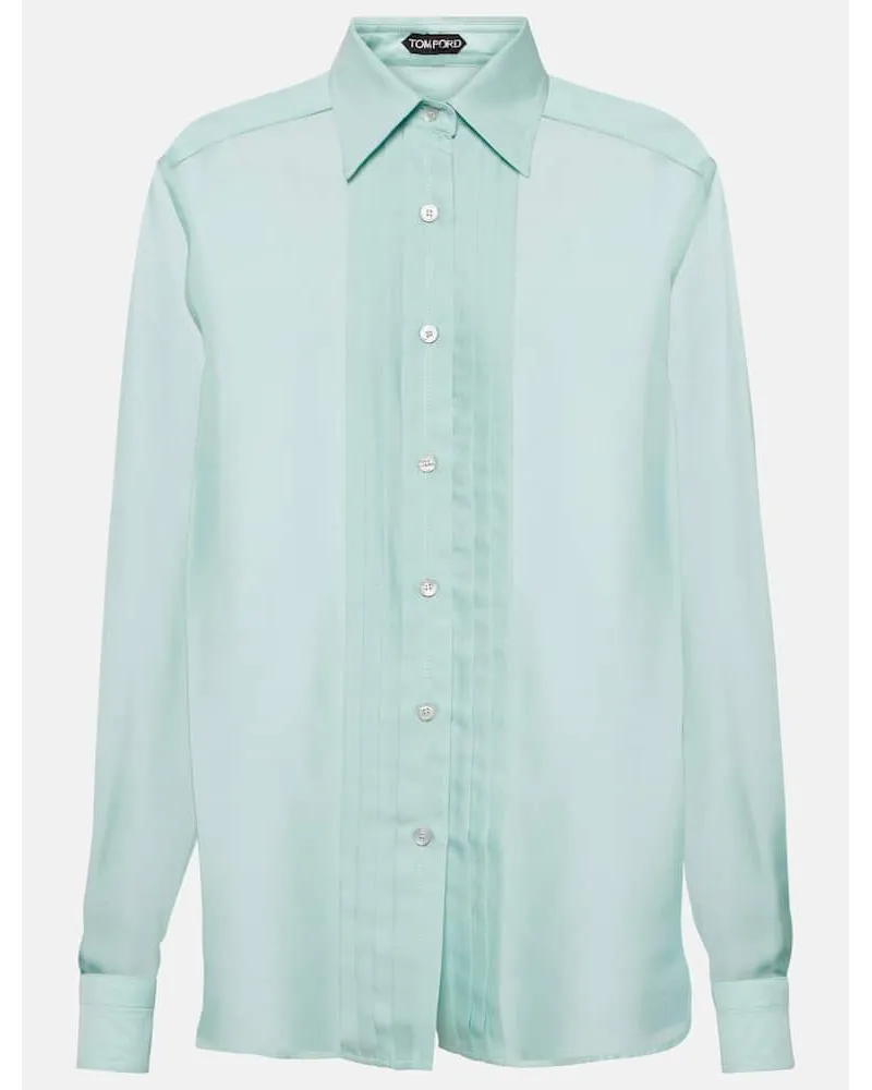 Tom Ford Hemd aus Seiden-Batist Blau