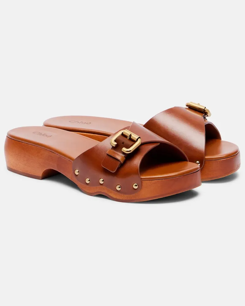 Chloé Chloé Pantoletten Jeannette aus Leder Braun