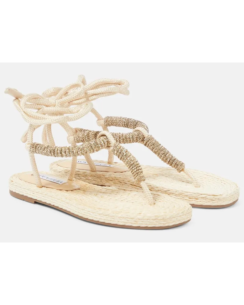 Aquazzura Sandalen Sunkissed mit Kristallen Metallic