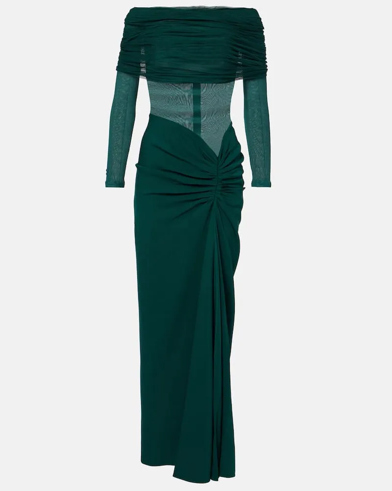 Christopher Esber Maxikleid Sonora mit Seidentüll Grün