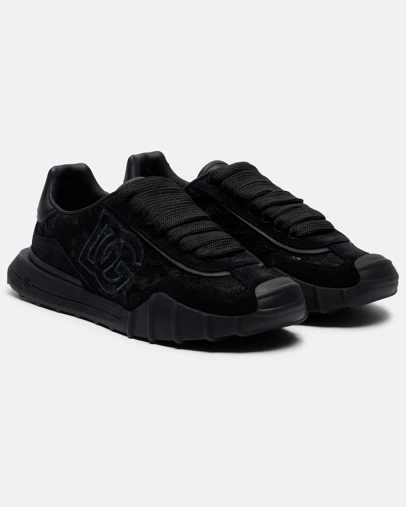 Dolce & Gabbana Sneakers Runner mit Leder Schwarz