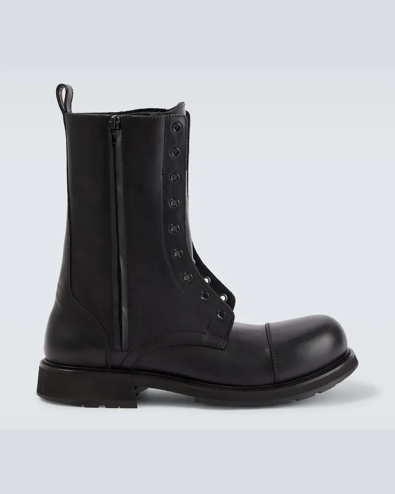Balenciaga Bikerstiefel Truck aus Leder Schwarz
