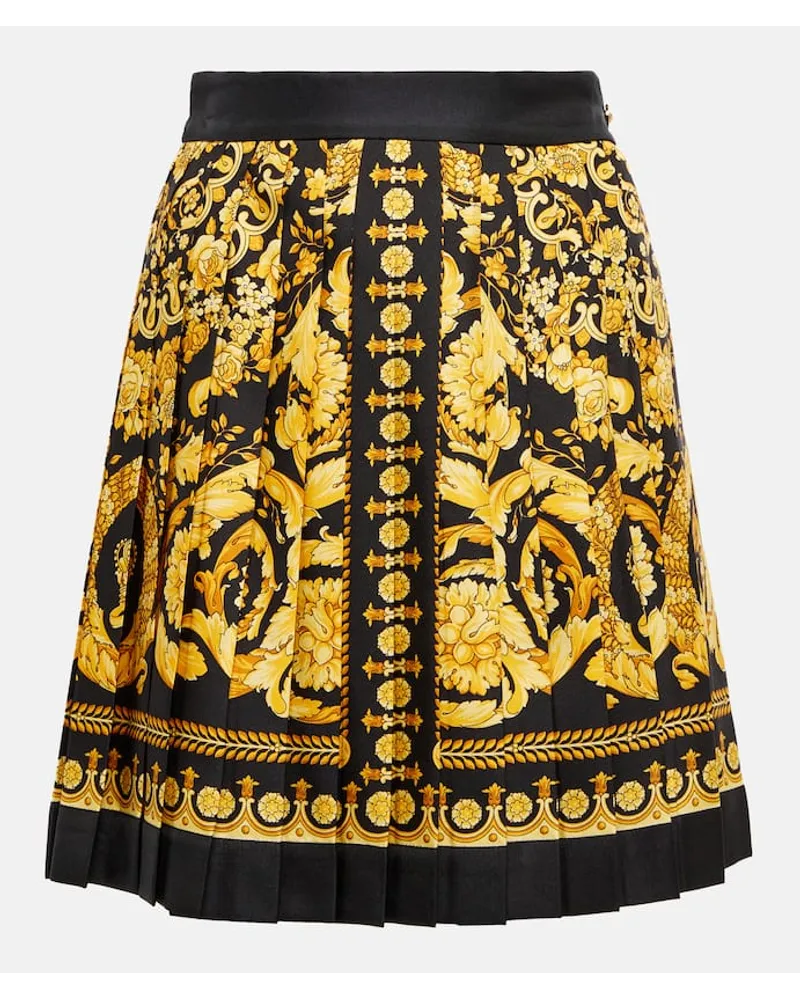 Versace High-Rise-Minirock Barocco aus Seide Multicolor