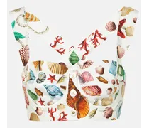 Bedrucktes Cropped-Top Capri aus Baumwolle