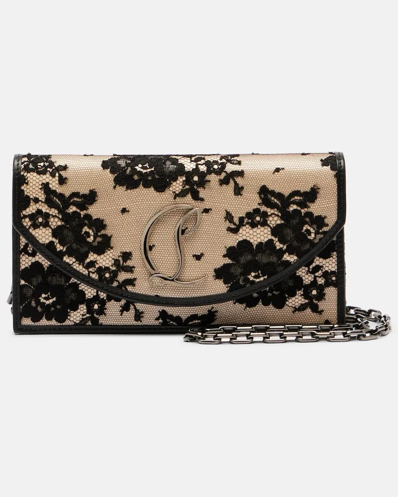 Christian Louboutin Clutch Loubi54 Small aus Spitze Beige