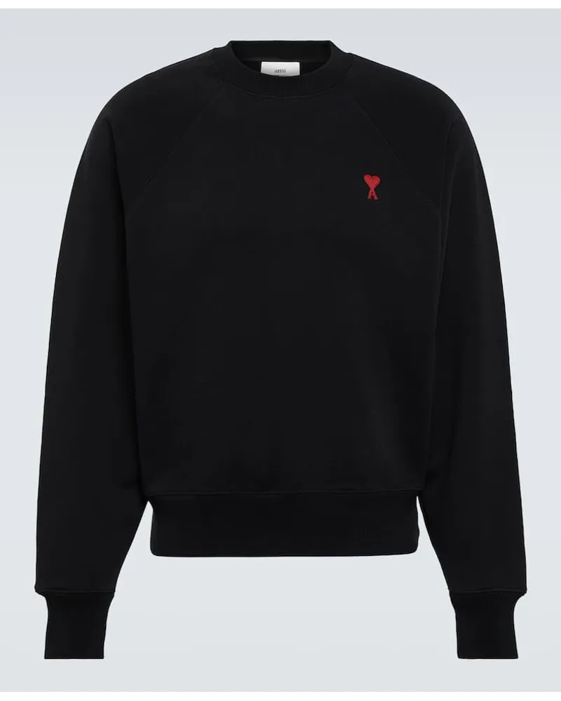 AMI Paris Pullover Ami de Cœur aus Baumwoll-Jersey Schwarz