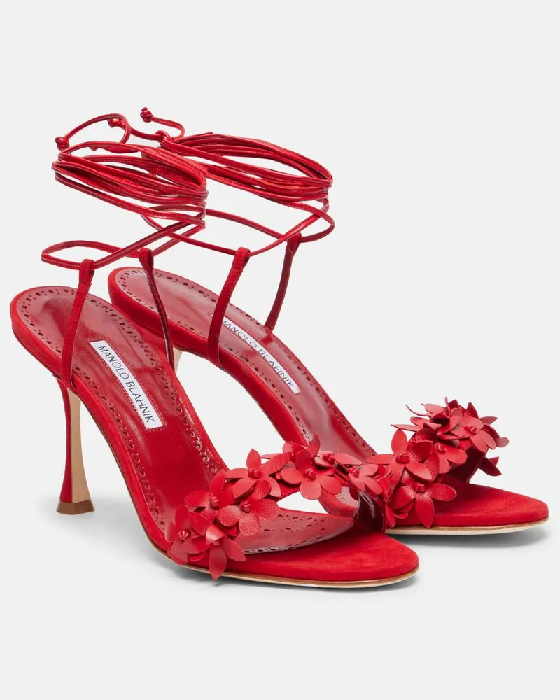 Manolo Blahnik Sandalen Anista aus Leder Rot