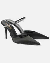 Saint Laurent Mules Barbara 90 aus Satin mit Kristallen Schwarz