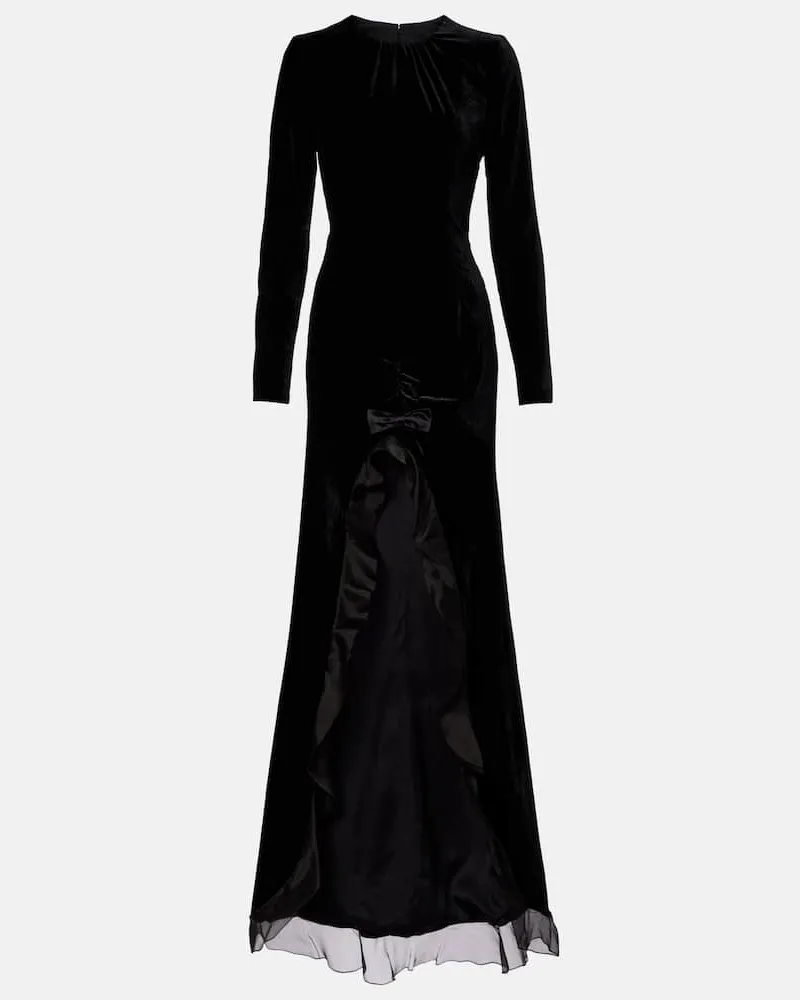 Alessandra Rich Robe aus Samt mit Seide Schwarz