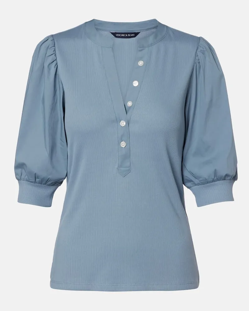 Veronica Beard Bluse Coralee aus einem Baumwollgemisch Blau
