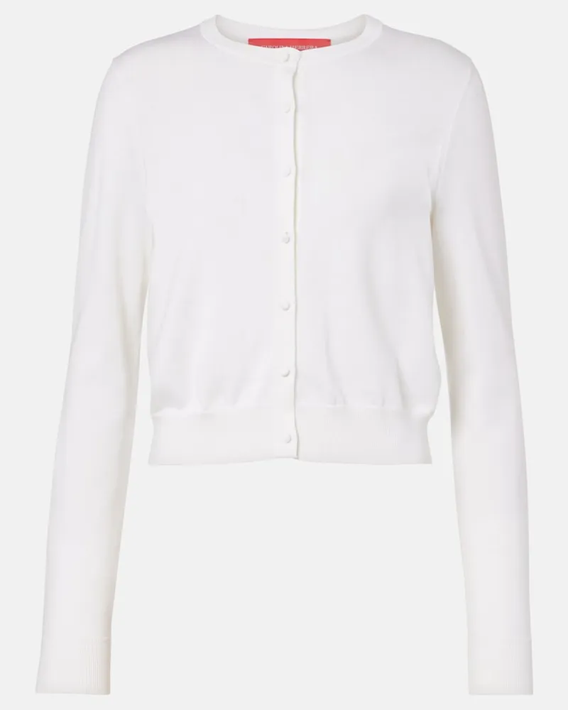 Carolina Herrera New York Cropped-Cardigan aus Seide und Baumwolle Weiß