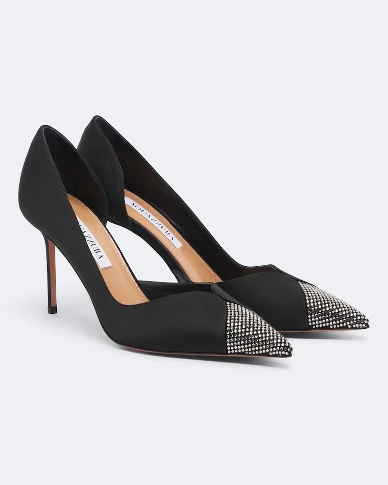 Aquazzura Verzierte Pumps Narcisse aus Satin Schwarz