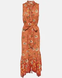 Ulla Johnson Bedrucktes Midikleid Beverly Orange