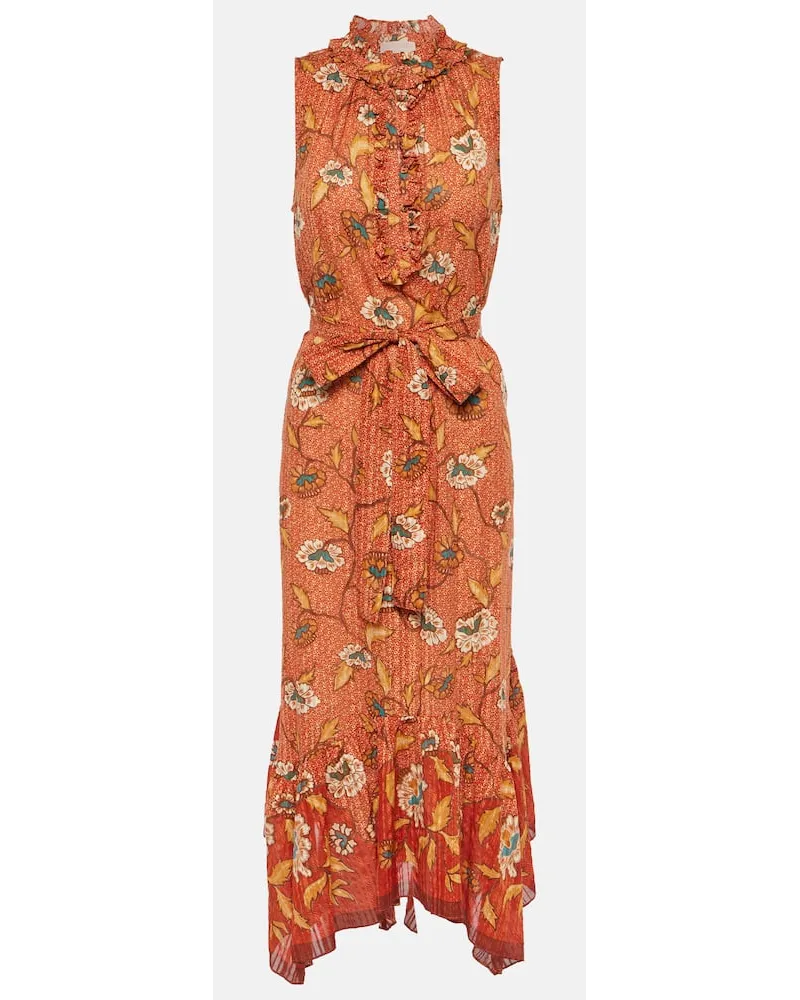 Ulla Johnson Bedrucktes Midikleid Beverly Orange