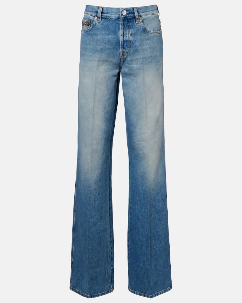 Gucci Mid-Rise Flared Jeans Horsebit Blau