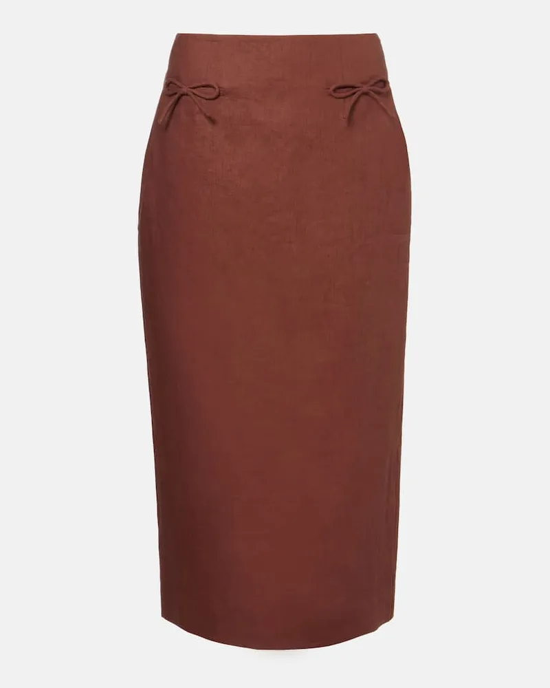 Posse Bleistiftrock Sabine aus Leinen Braun