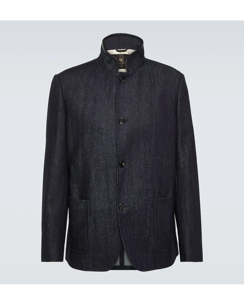 Loro Piana Jacke Spagna aus Baumwolle und Kaschmir Blau
