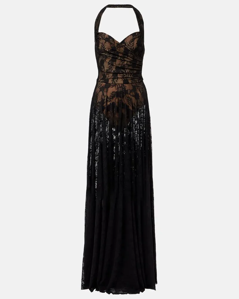 Norma Kamali Robe Cayla aus Spitze Schwarz