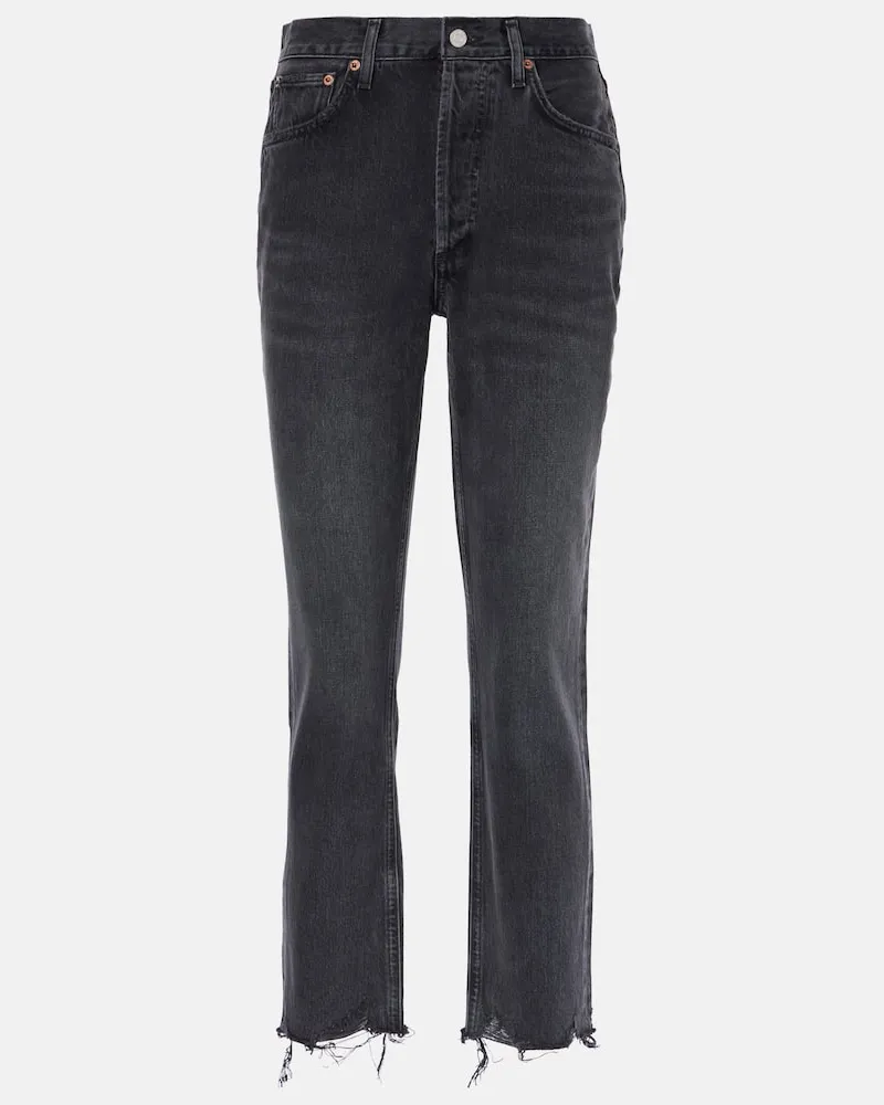 AGOLDE High-Rise Cropped Straight Jeans Riley Schwarz