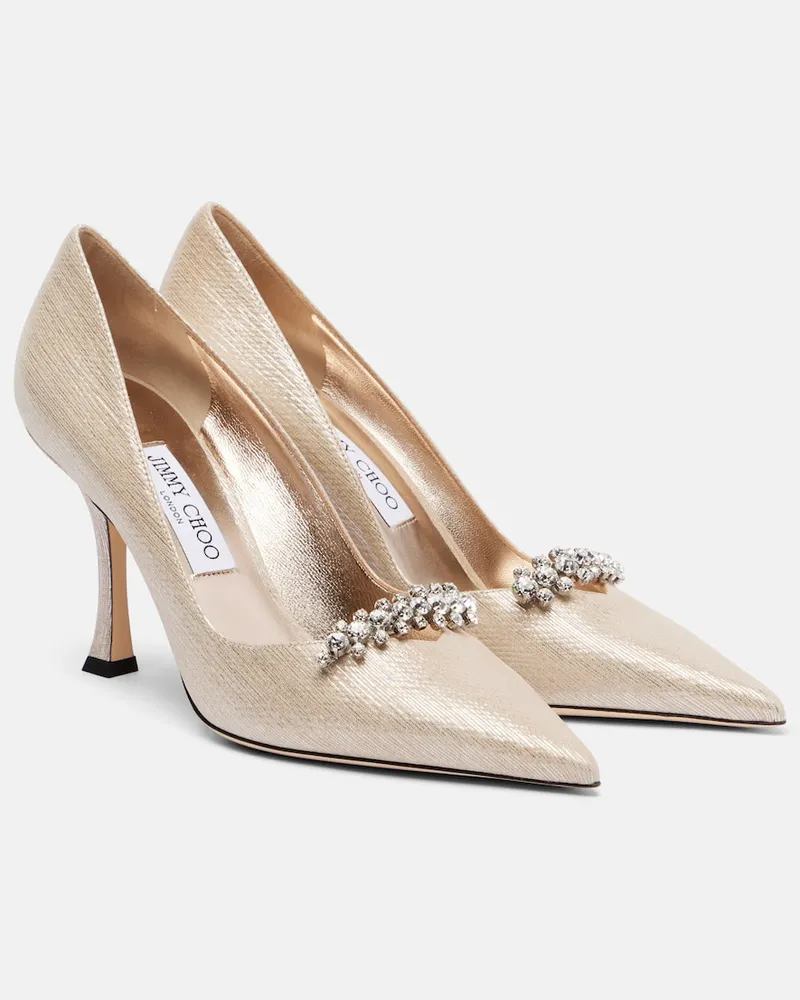 Jimmy Choo Verzierte Pumps Belinda 90 aus Metallic-Leder Gold