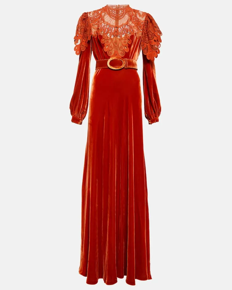 COSTARELLOS Robe aus Samt Braun