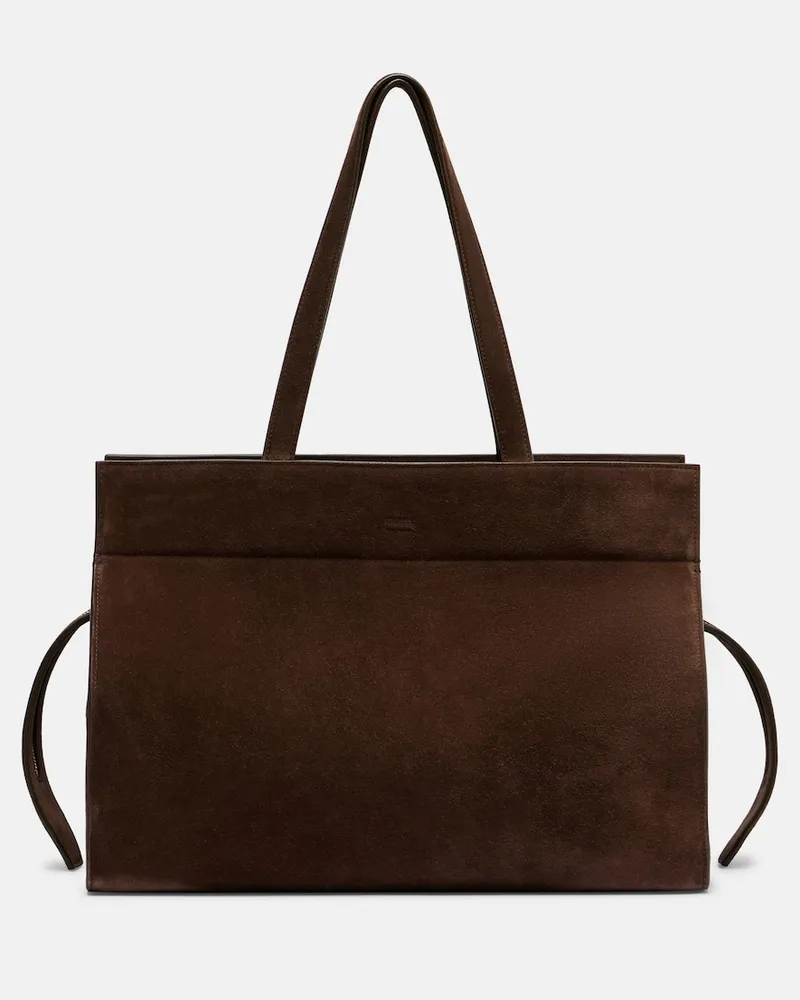 KHAITE Tote Bag Crosby aus Veloursleder Braun