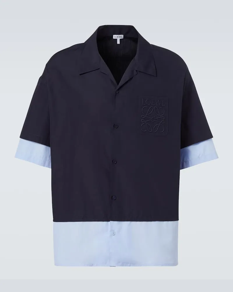 Loewe Hemd Anagram aus Baumwollpopeline Blau