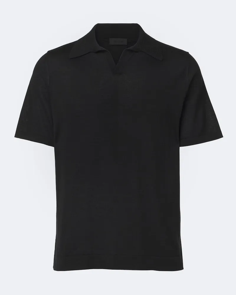 SAMAN AMEL Polopullover David aus Kaschmir und Seide Schwarz