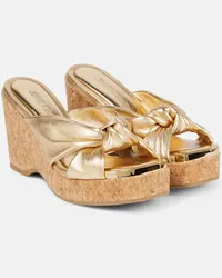 Jimmy Choo Wedge-Pantoletten Avenue aus Metallic-Leder Gold