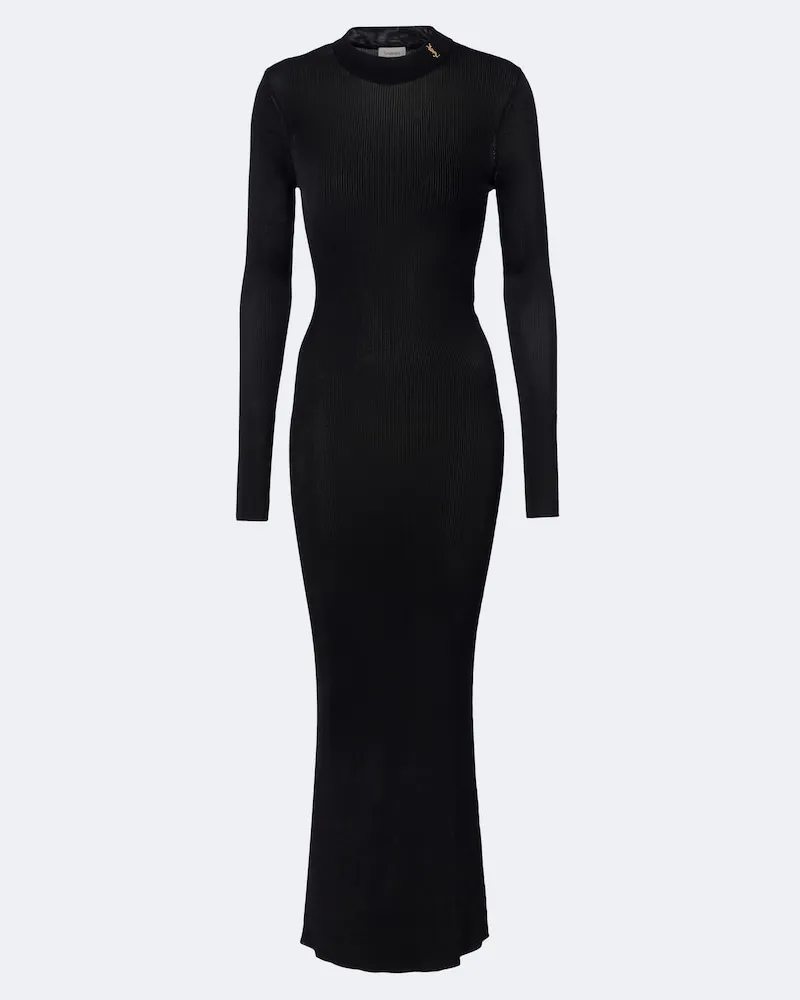 Saint Laurent Maxikleid Cassandre aus Seide Schwarz