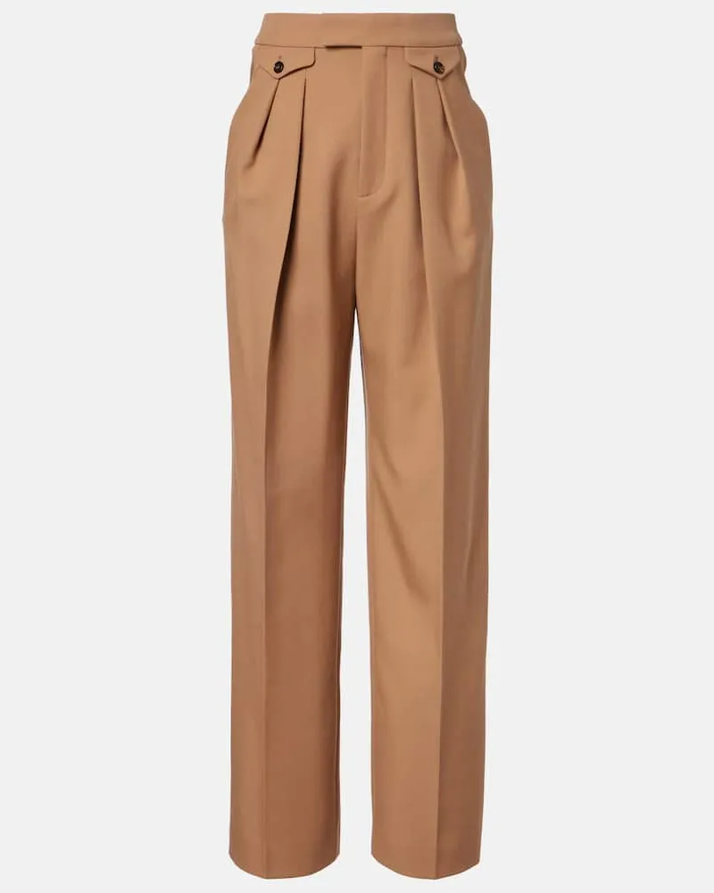 Chloé Chloé Weite High-Rise-Hose aus Schurwolle Braun