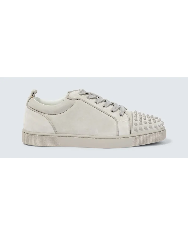 Christian Louboutin Sneakers Louis Junior Spikes aus Veloursleder Grau