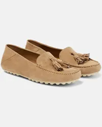 Loro Piana Mokassins Dot Sole aus Veloursleder Beige