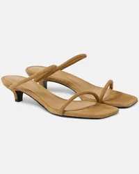 Totême Sandalen The Minimalist 35 aus Veloursleder Beige