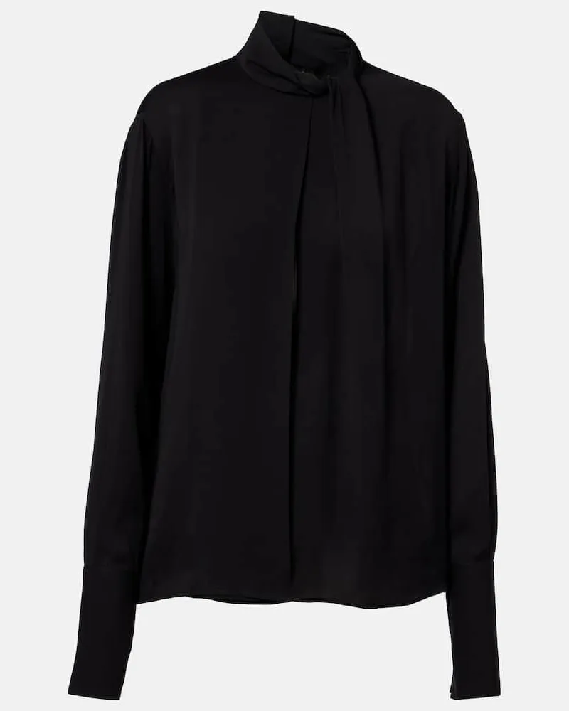 Tom Ford Bluse aus Seidensatin Schwarz