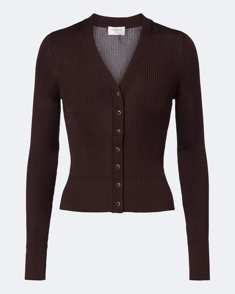 Saint Laurent Cardigan aus Rippstrick Braun