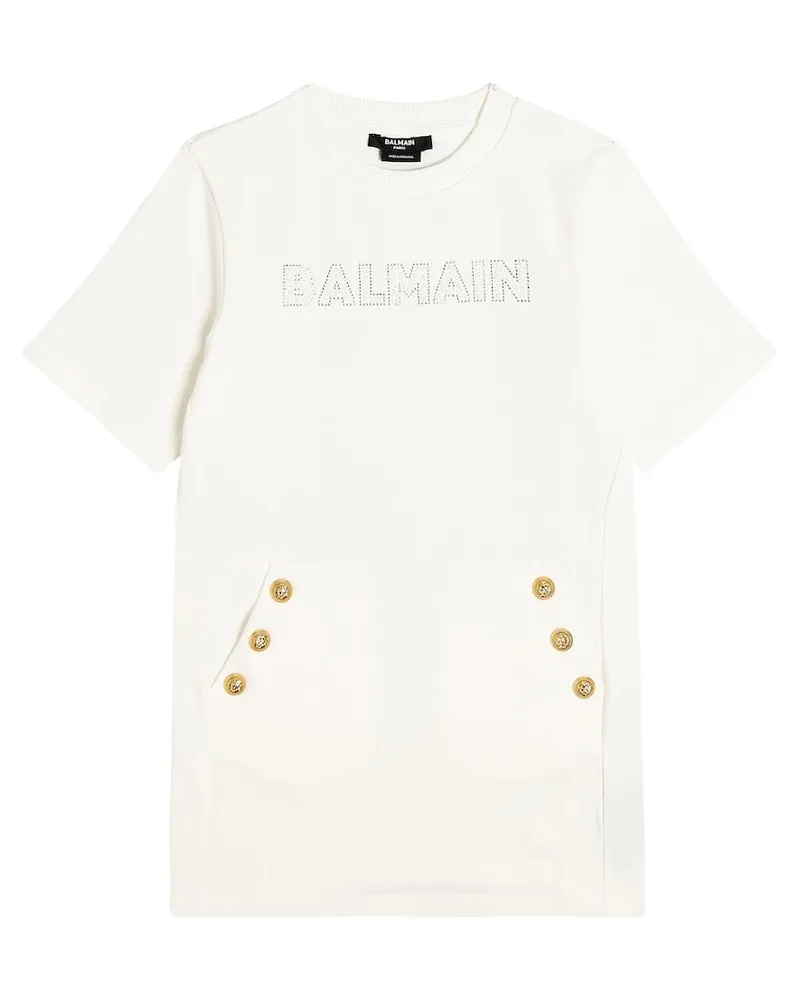 Balmain Kleid aus Baumwoll-Jersey Weiß