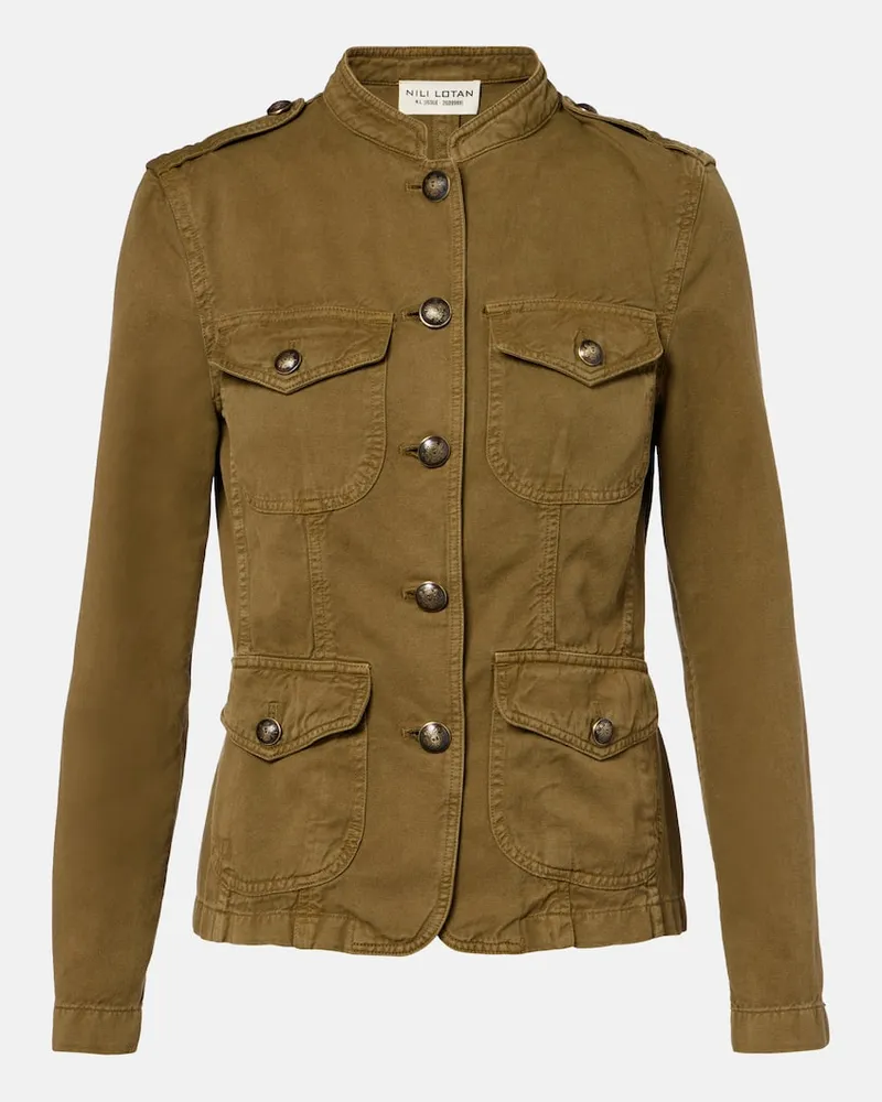 Nili Lotan Jacke Mona aus Baumwolle und Leinen Grün