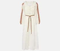 Besticktes Maxikleid Aster aus Ramie