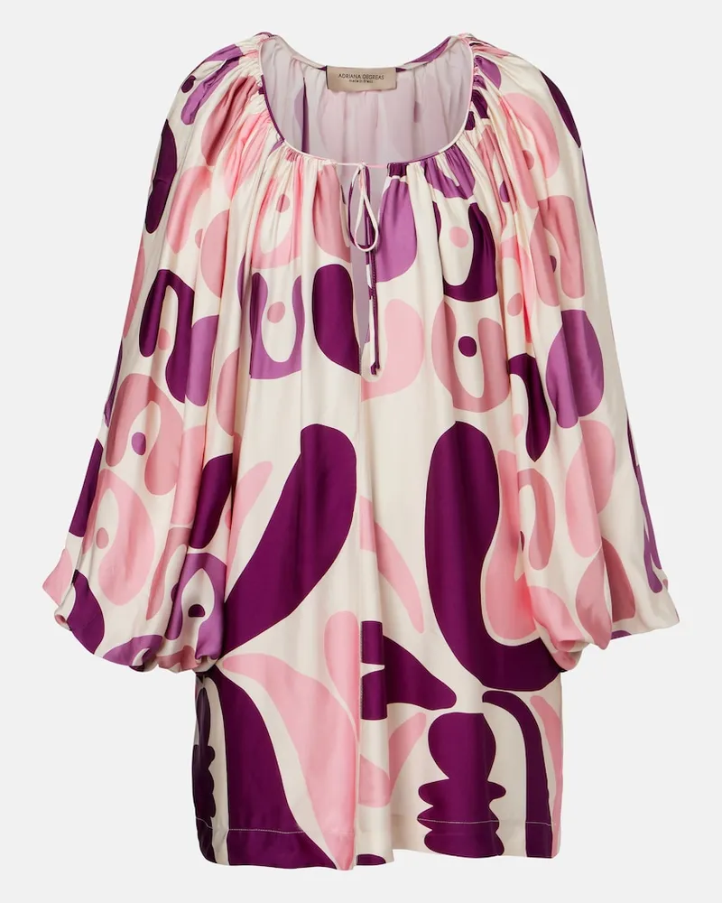 Adriana Degreas Bedrucktes Minikleid aus Satin Multicolor