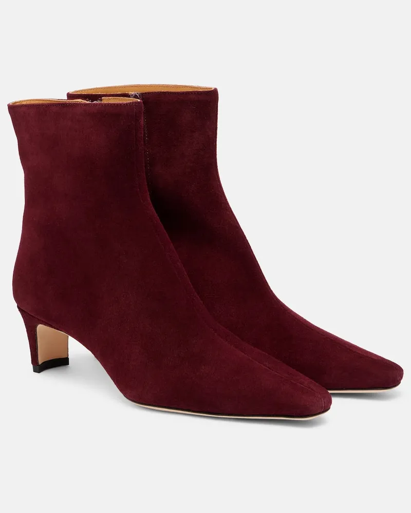 STAUD Ankle Boots Wally 55 aus Veloursleder Burgunderrot