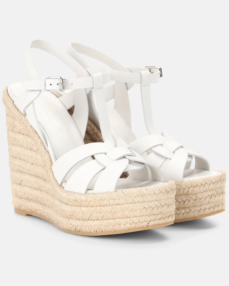 Saint Laurent Wedge-Sandalen Tribute 130 aus Leder Weiß
